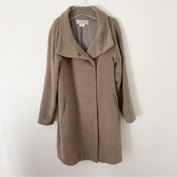 Gerard Darel Virgin Wool Cocoon Minimalistic Tan Coat size 10 - Picture 7 of 16